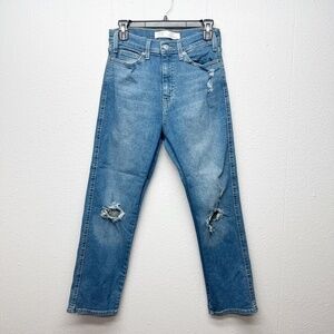 Levi's Strauss High Rise Straight Heritage Distressed Chic Boho Womens Jeans 29